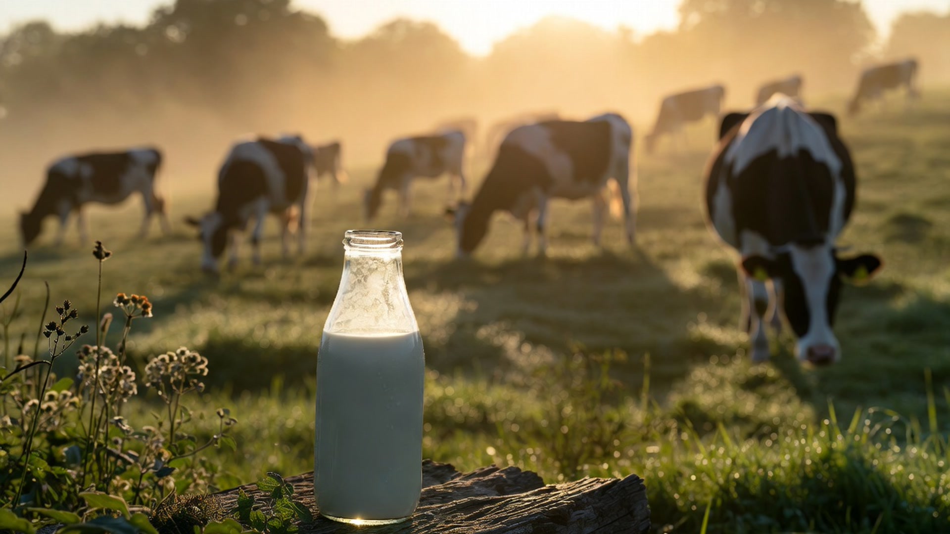 LAILA Dairy — Serene family farm at golden hour with fresh milk and lush pastures